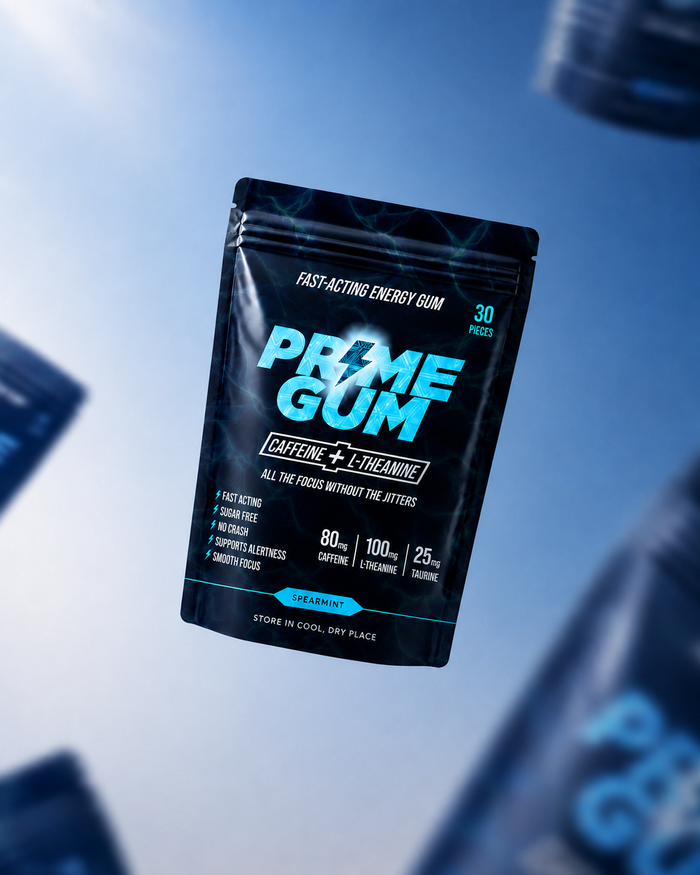Prime Gum: Caffeine + L-Theanine.