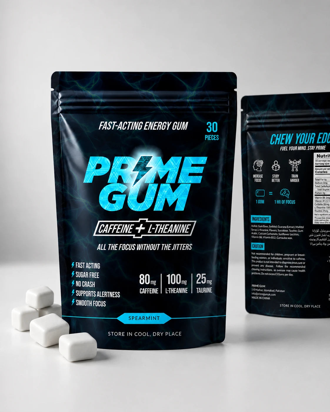 Prime Gum front and back packs